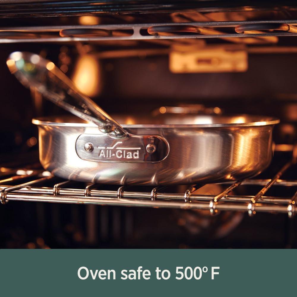 All-Clad D5 5-Ply Brushed Stainless Steel Fry Pan 12 Inch Induction Oven Broiler Safe 500F Pots and Pans, Cookware Silver