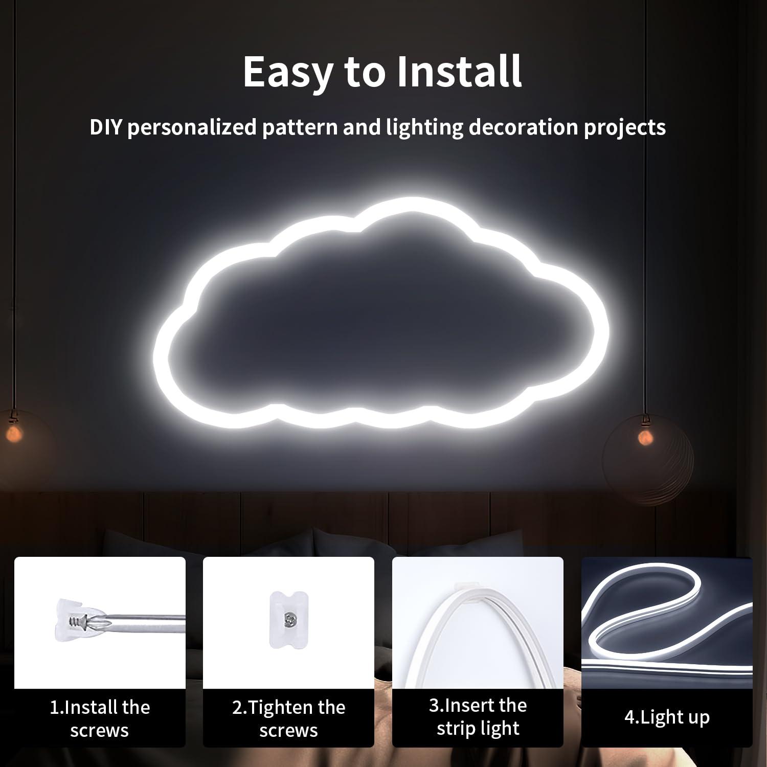 TRAHOO-Neon LED Strip Lights White 16.4ft/5m Neon Light Strip 12V Silicone Waterproof Flexible LED Neon Rope Lights for Bedroom Festival Indoor Outdoor Decor (Power Adapter not Included)