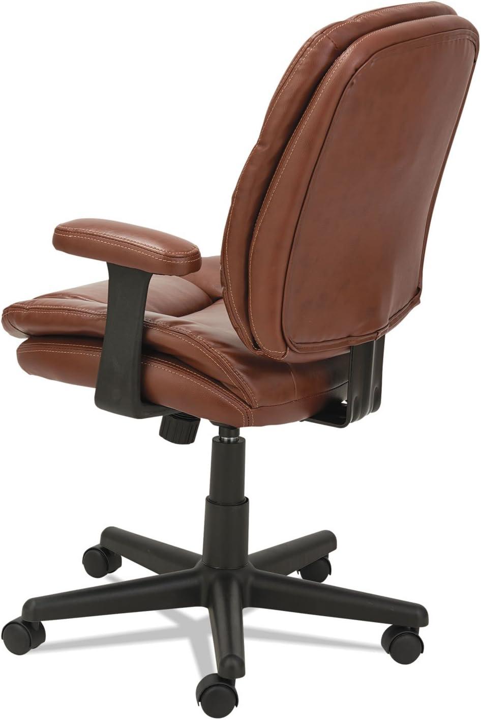 OIF Swivel/Tilt Leather Task Chair Fixed T-Bar Arms Chestnut Brown ST4859