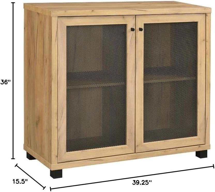 Mchale Accent Cabinet with Two Mesh Doors Golden Oak