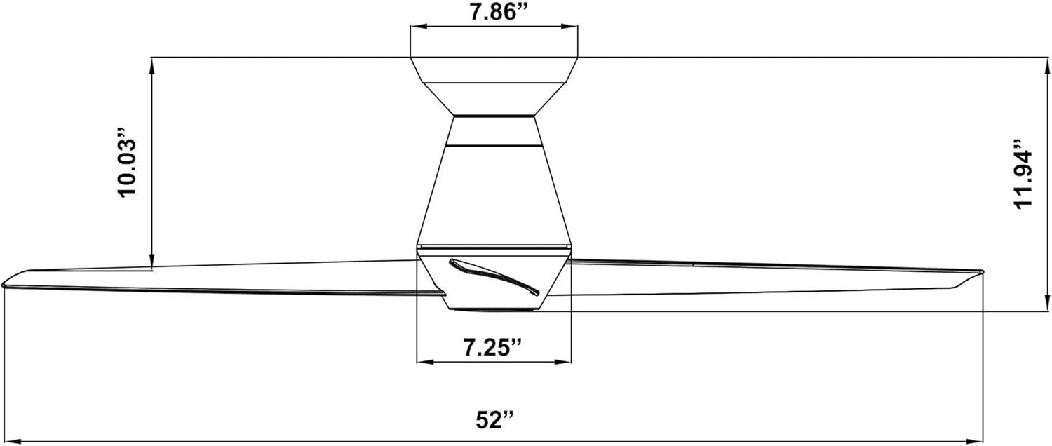 Slim Indoor and Outdoor 3-Blade Smart Flush Mount Ceiling Fan 52in Brushed Aluminum with 3000K LED Light Kit and Remote Control