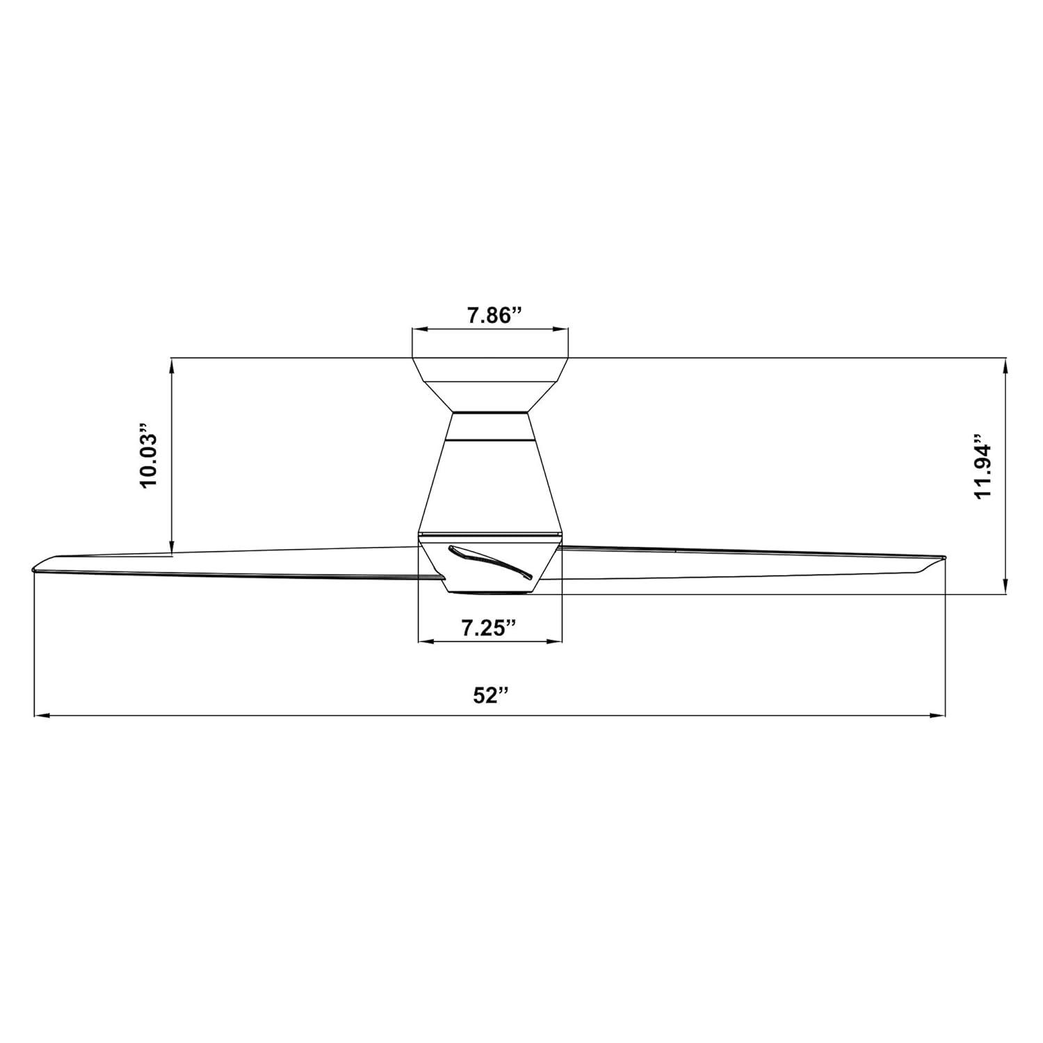 Slim Indoor and Outdoor 3-Blade Smart Flush Mount Ceiling Fan 52in Brushed Aluminum with 3000K LED Light Kit and Remote Control