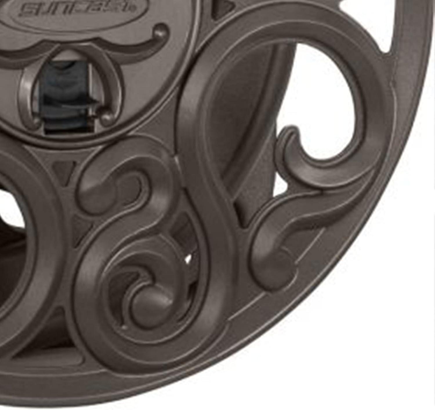 Suncast Sidewinder 60 Foot Side Scroll Decorative Wall Mount Hose Reel, Bronze