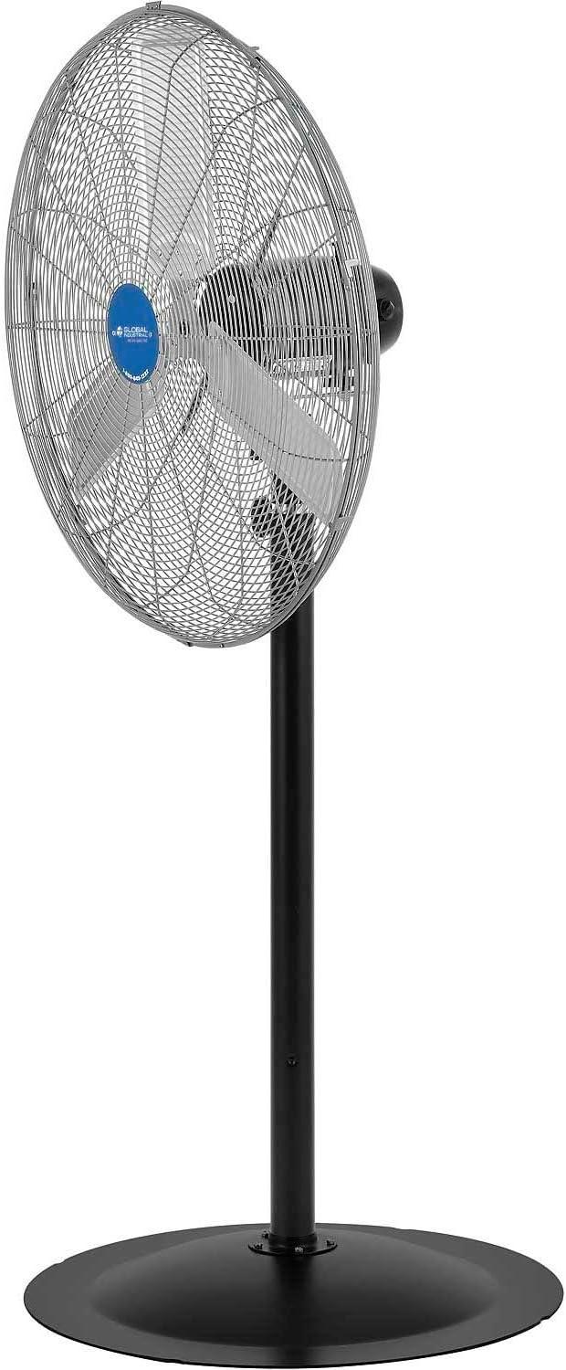 Industrial Black and Silver 30" Oscillating Pedestal Fan with Adjustable Height