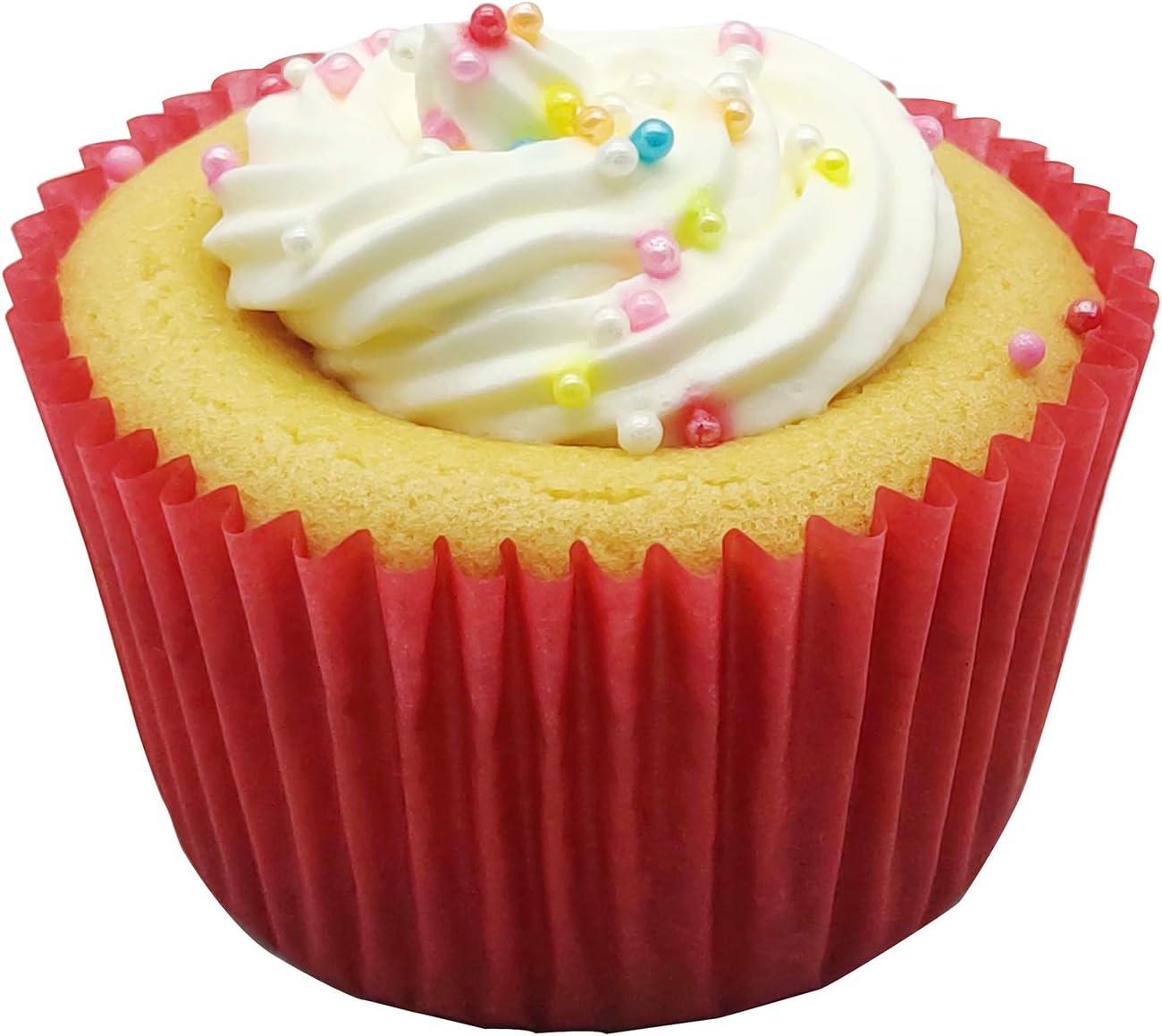 Vibrant Red Greaseproof Paper Cupcake Liners, Standard Size, 100-Count