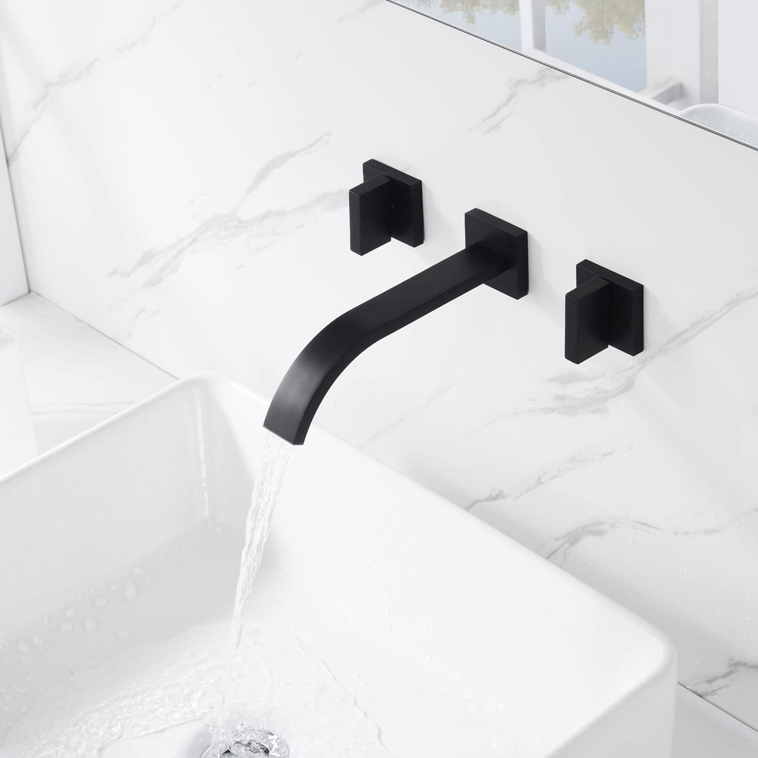 Bathroom Vanity Faucet, Wall Sink Faucet, 2 Handle Widespread Lavatory Faucet