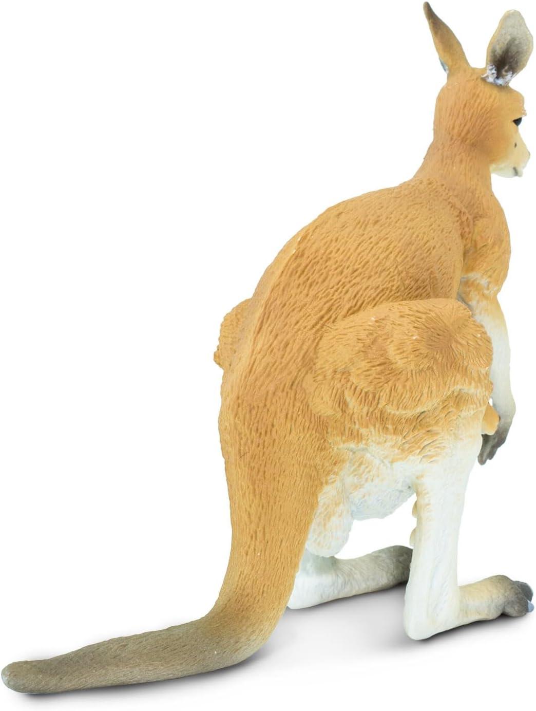 Hand-Painted Light Orange Red Kangaroo with Joey Educational Toy
