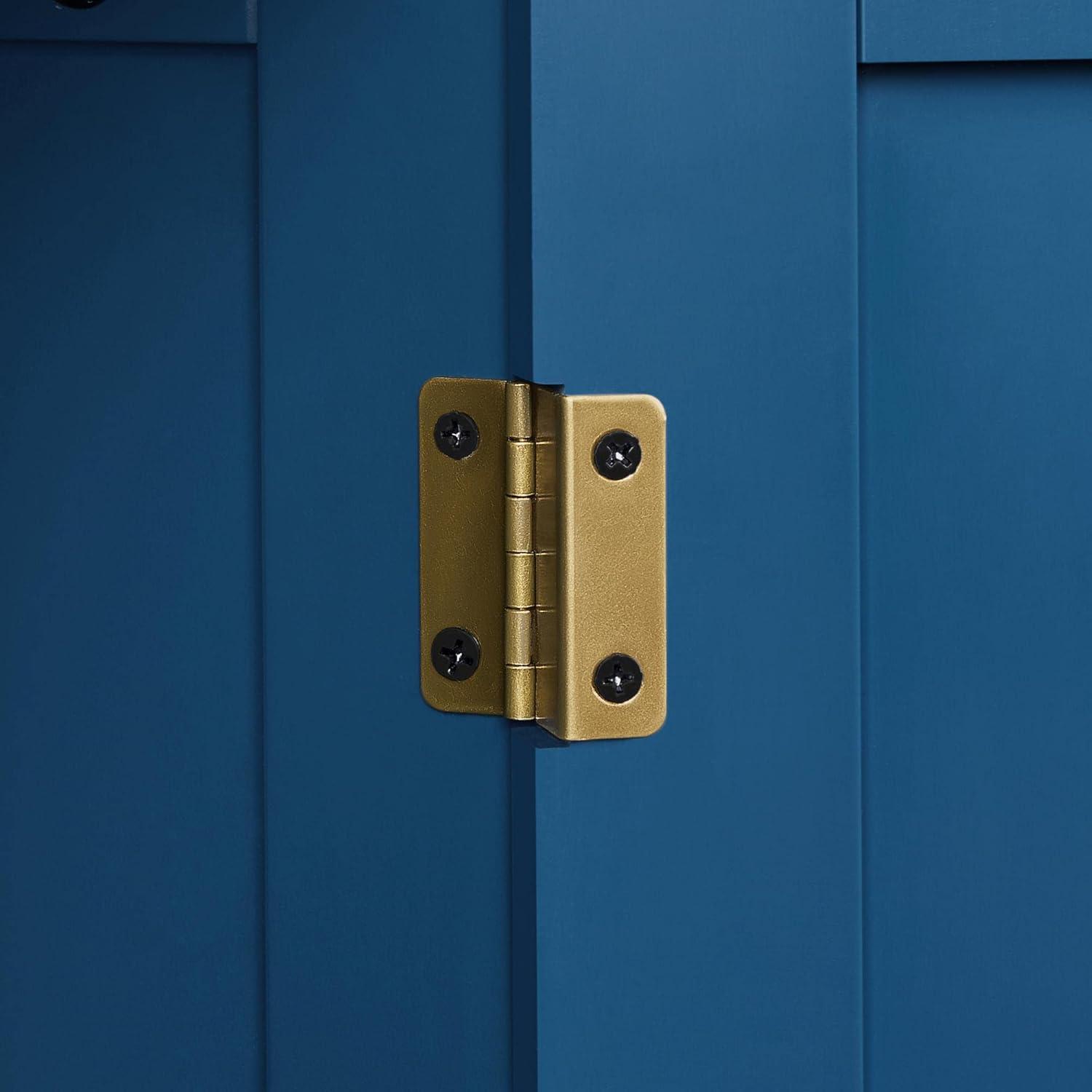 Navy Blue Lockable Wooden Cabinet with Adjustable Shelving