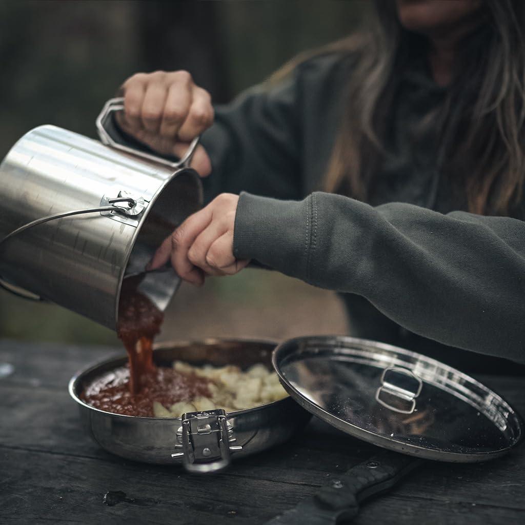 Pathfinder Folding Skillet and Lid, Stainless Steel Construction, Locking Foldin