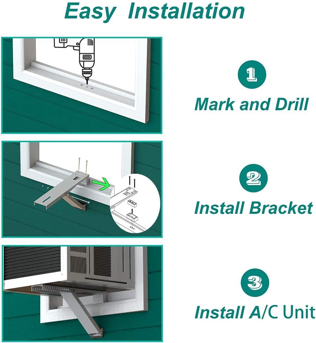 Window AC Bracket,Window Air Conditioner Support Bracket Light Duty,Sturdy Structure AC Unit Bracket,Up to 85lbs, 5,000~12,000BTU(S)
