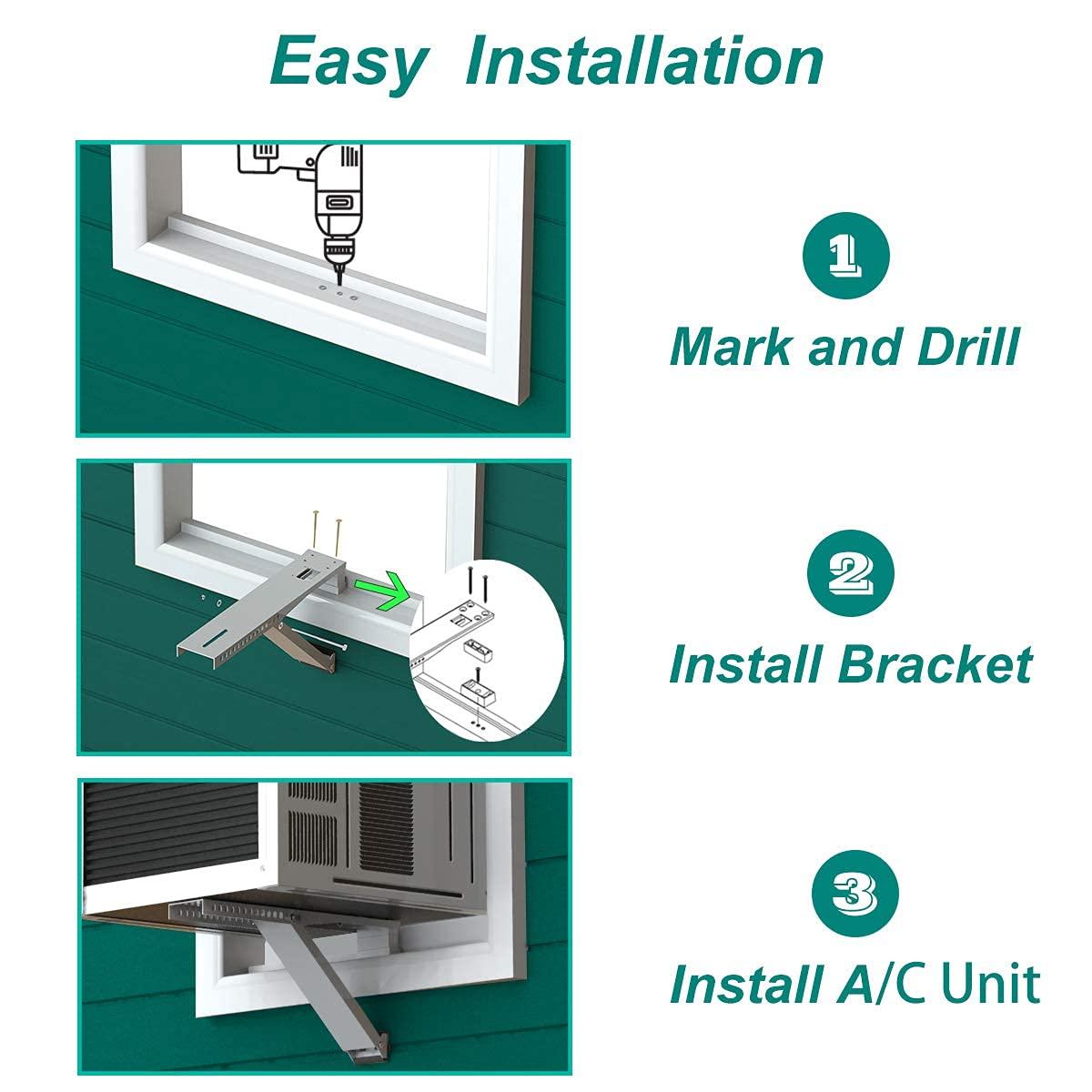 Window AC Bracket,Window Air Conditioner Support Bracket Light Duty,Sturdy Structure AC Unit Bracket,Up to 85lbs, 5,000~12,000BTU(S)