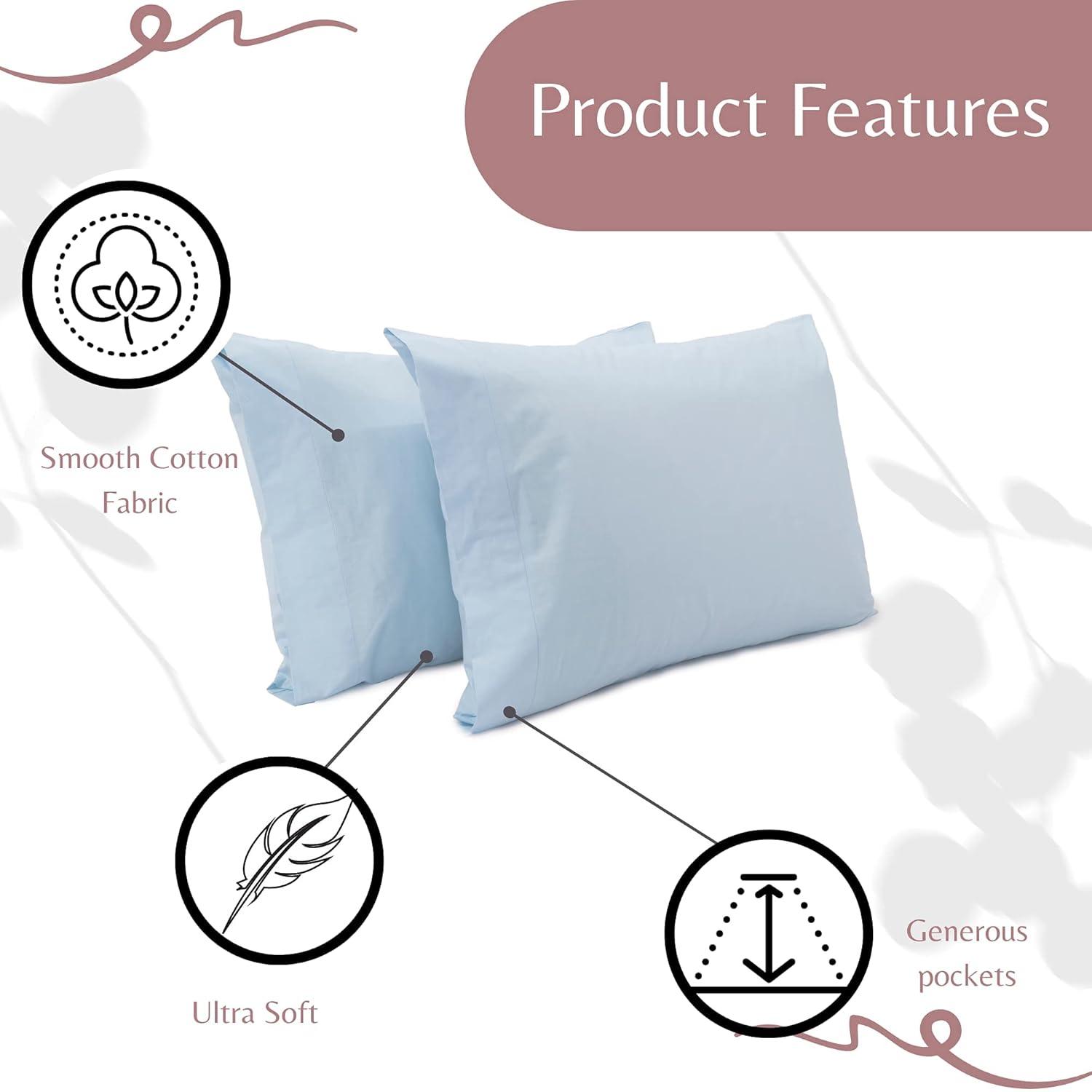 Superity Linen Queen Pillow Cases  - 2 Pack - 100% Premium Cotton - Open Enclosure - White