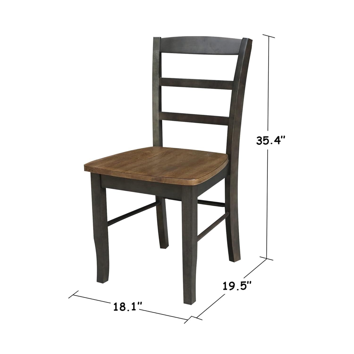 Set of 2 Madrid Ladderback Chairs Hickory/Washed Coal - International Concepts: Solid Wood, Unupholstered