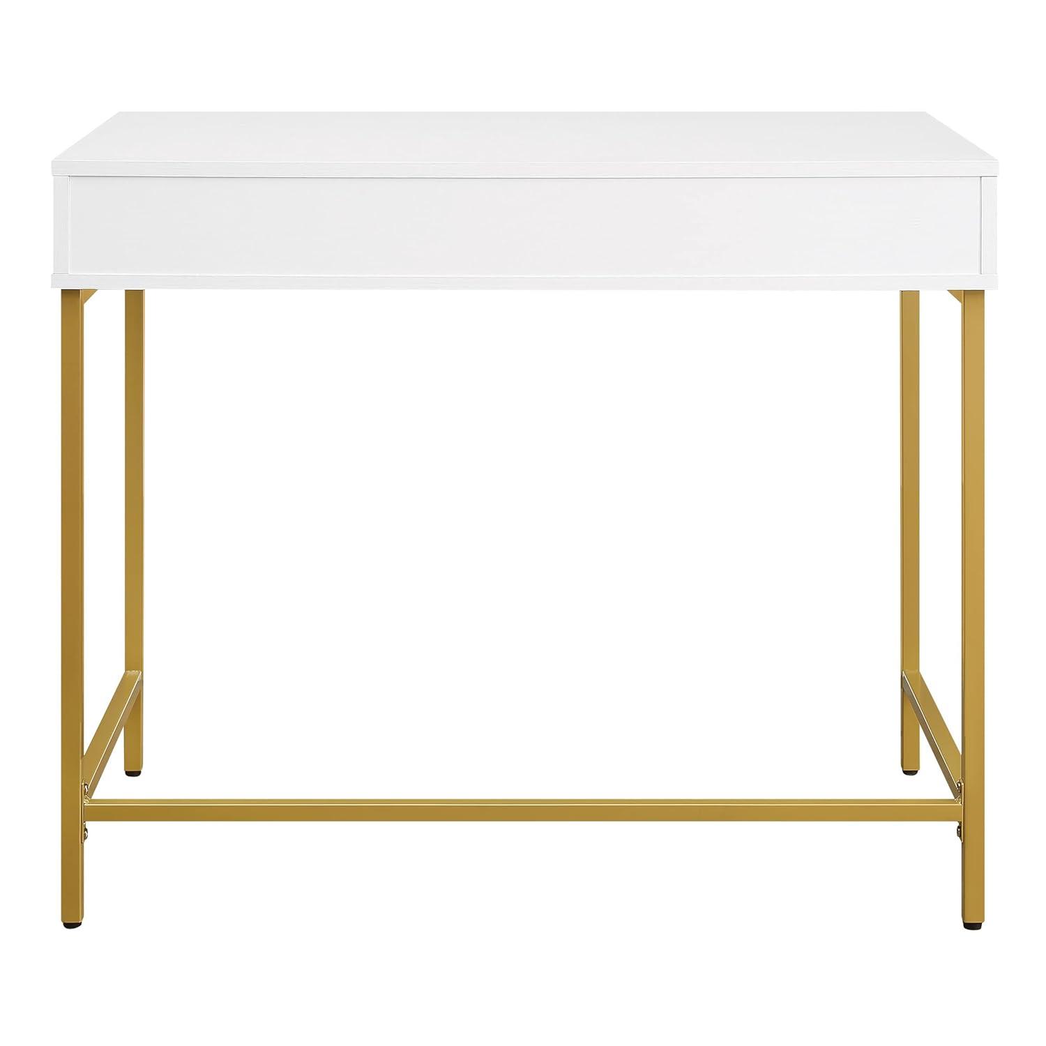 OSP Home Furnishings Modern Life Engineered Wood Desk w/ Metal Legs in White