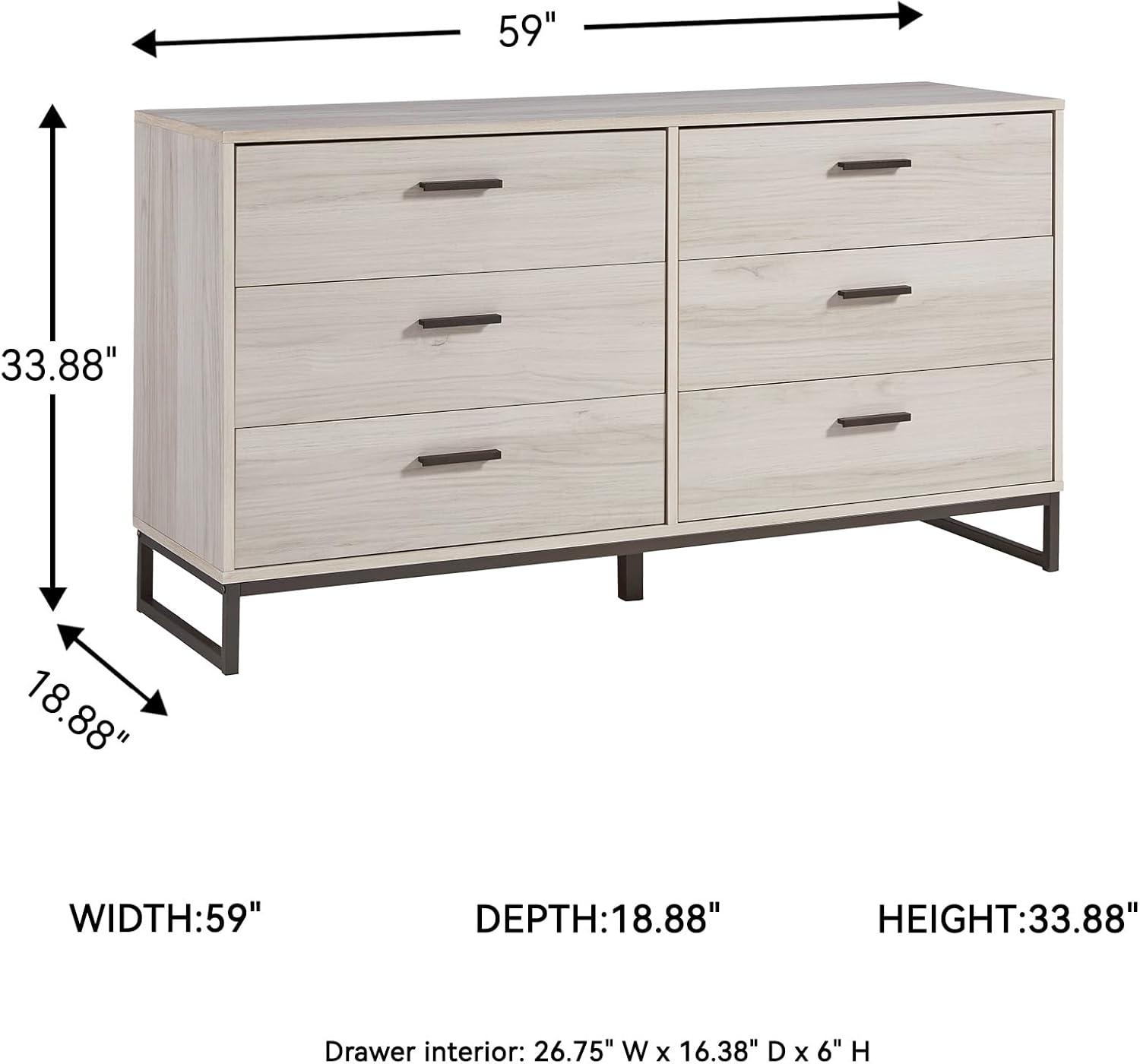 Signature Design by Ashley Contemporary Socalle 6 Drawer Dresser, Light Natural
