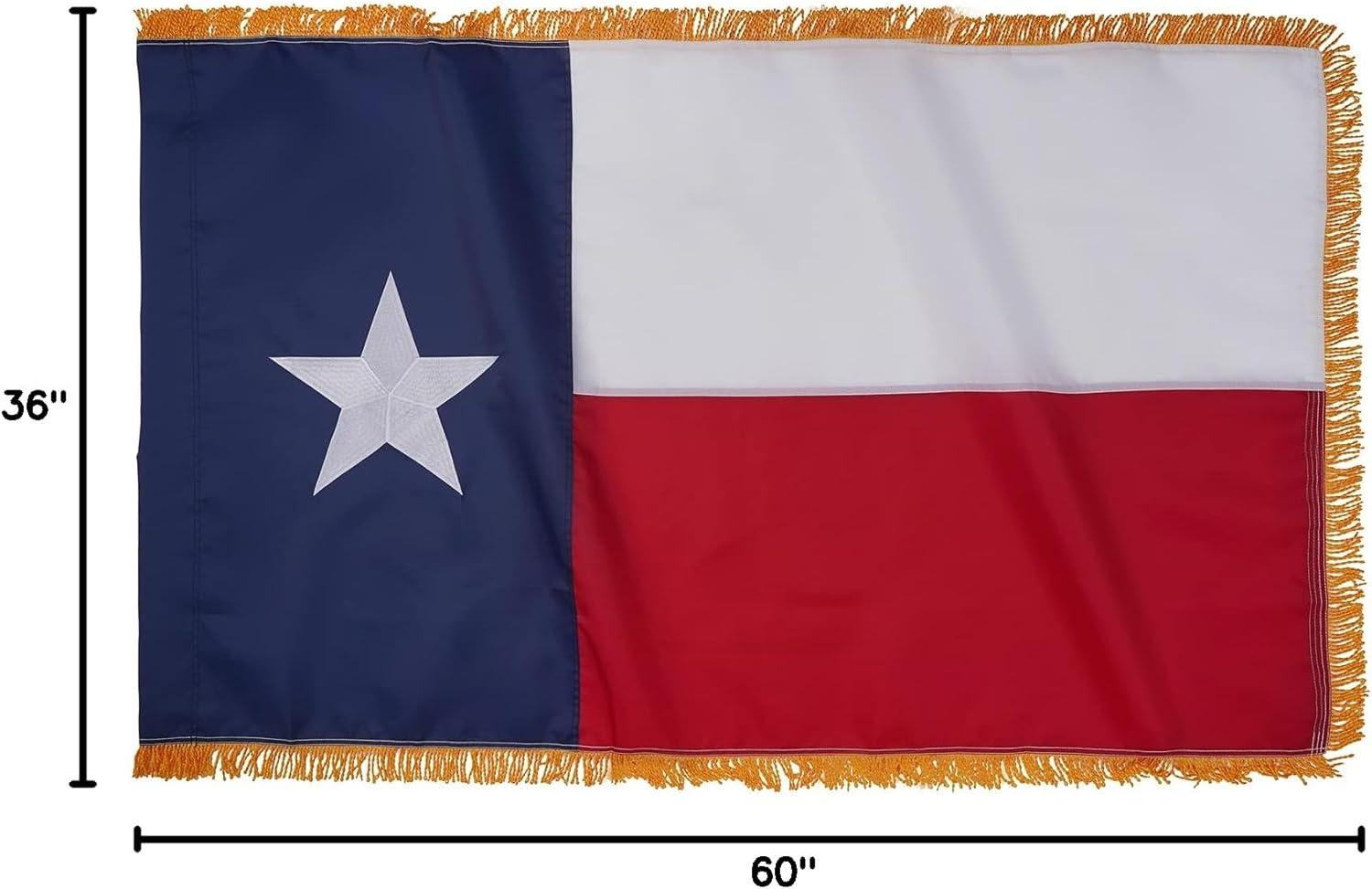 Texas Flag with Golden Fringe and Embroidered Star