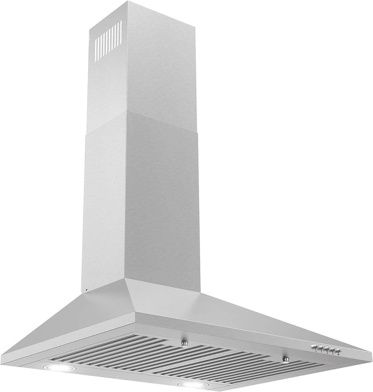 Cosmo COS-6324EWH 24 in. Ducted Wall Mount Range Hood in Stainless Steel with LED Lighting and Permanent Filters