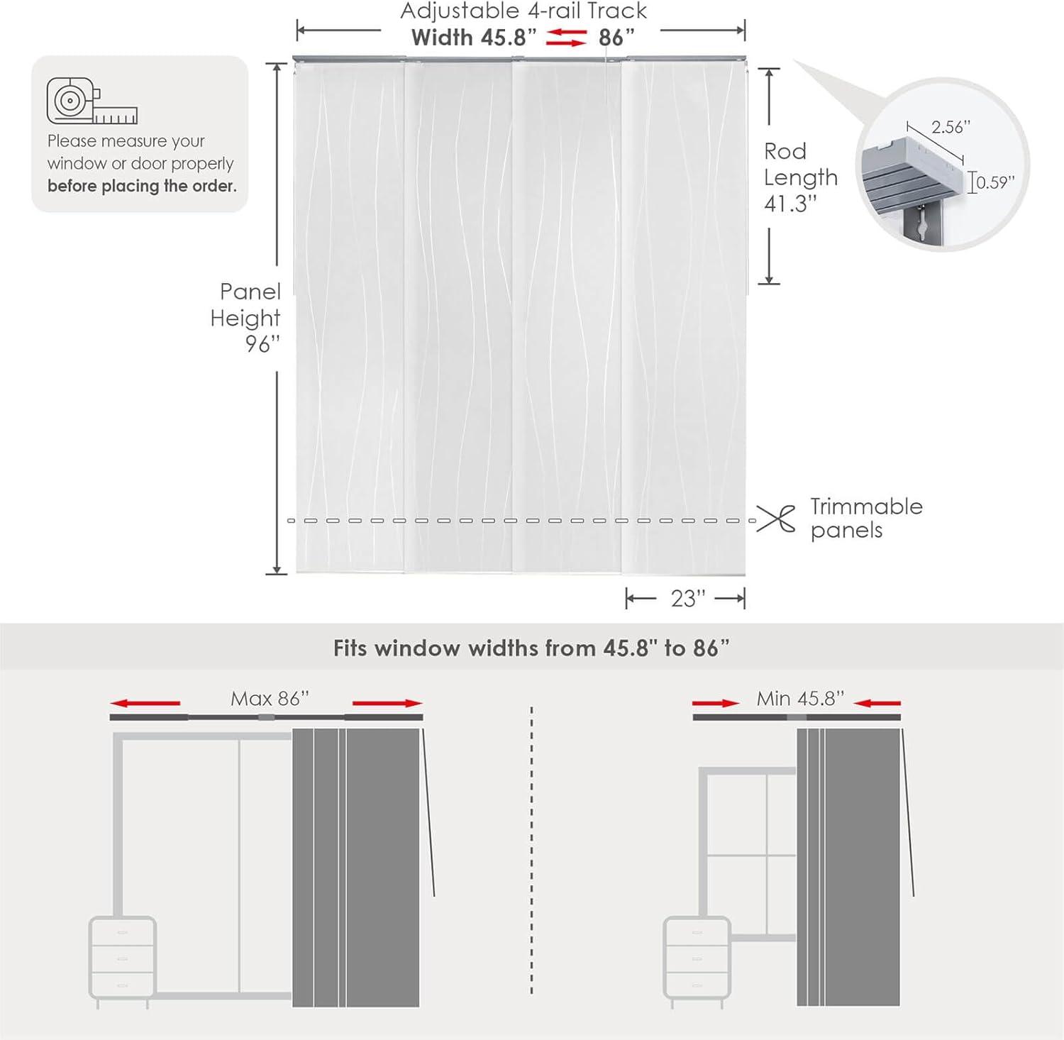 GoDear Design Adjustable Sliding Panel Track Blind 45.8"- 86" W x 96" H, Vertical Blinds Cordless, Light Filtering, Catch Me