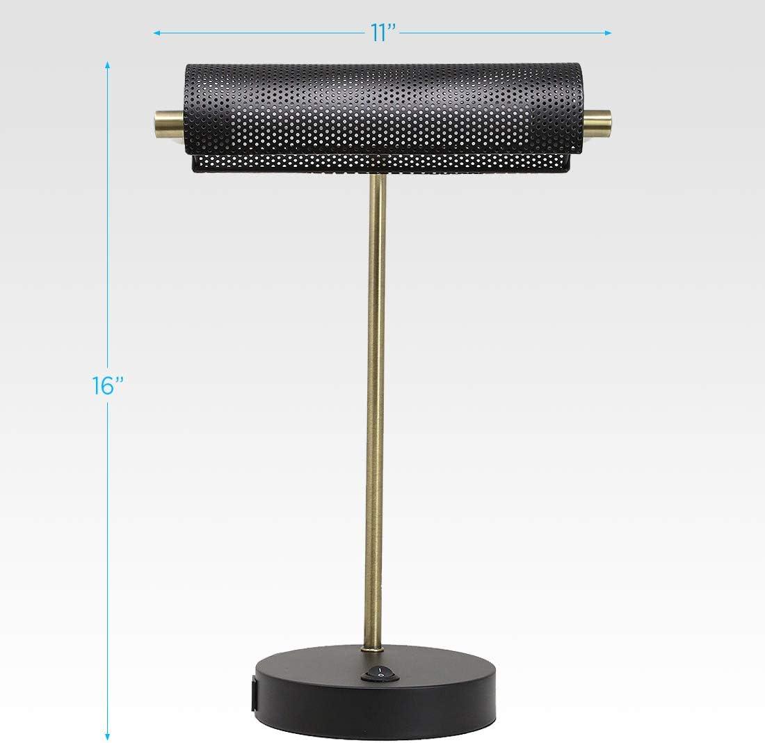 O’Bright LED Desk Lamp with USB Charging Port, Metal Lamp, Flexible Swivel Arms, Soft White LED Reading Light (3000K), Bedside Reading Lamp, Office Lamp, Table Lamp, ETL Listed (Piano Lamp - Black)