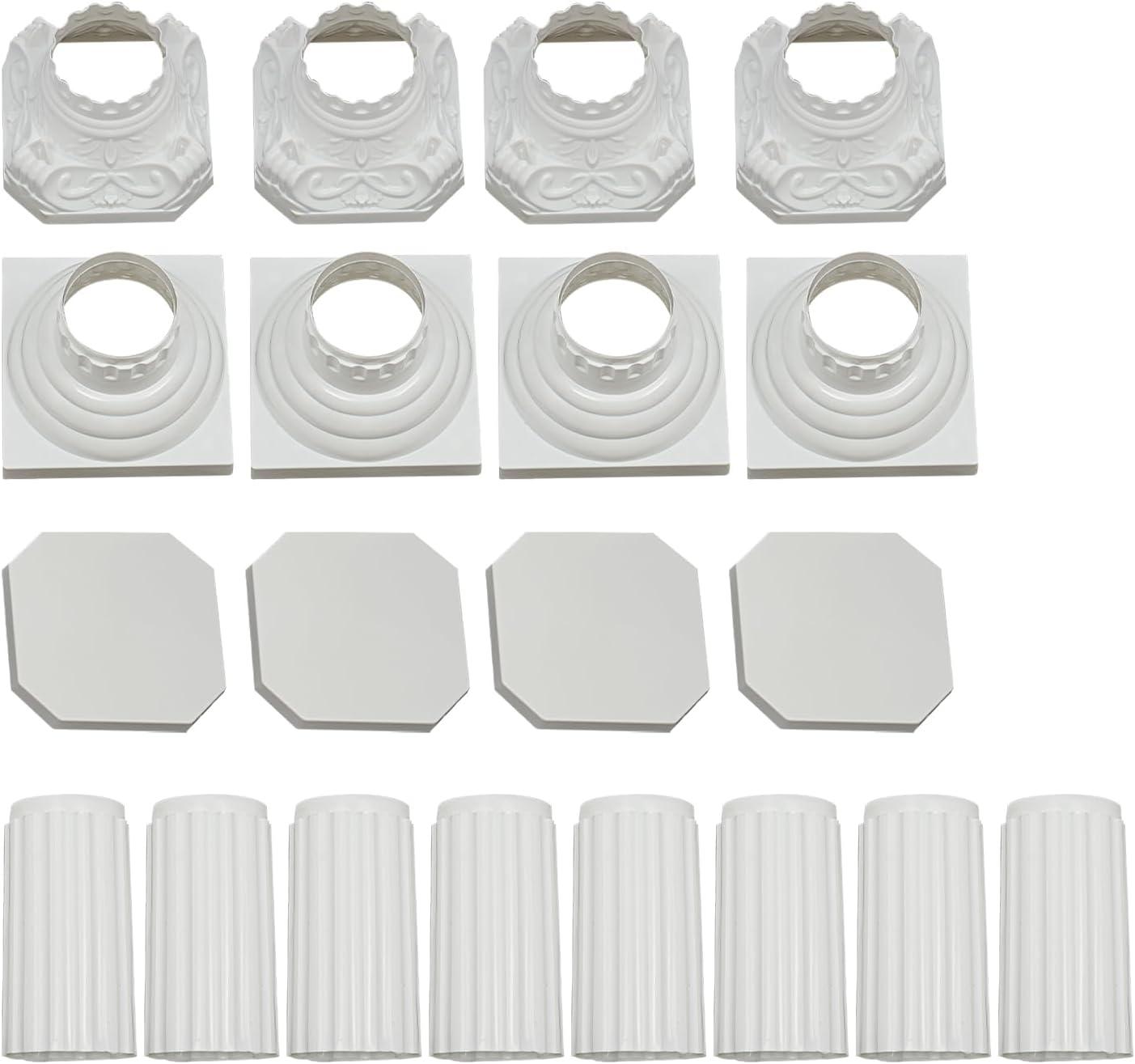 Roman Columns Plastic Wedding Stand Pillar Greek Statue Plant Stand Elegant Event Party Decorative Pedestal Flower Pot Holder Decor (4Pcs, 11.81x35.43 Inch)