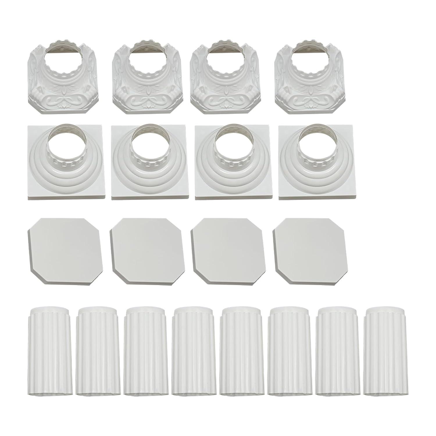 Roman Columns Plastic Wedding Stand Pillar Greek Statue Plant Stand Elegant Event Party Decorative Pedestal Flower Pot Holder Decor (4Pcs, 11.81x35.43 Inch)