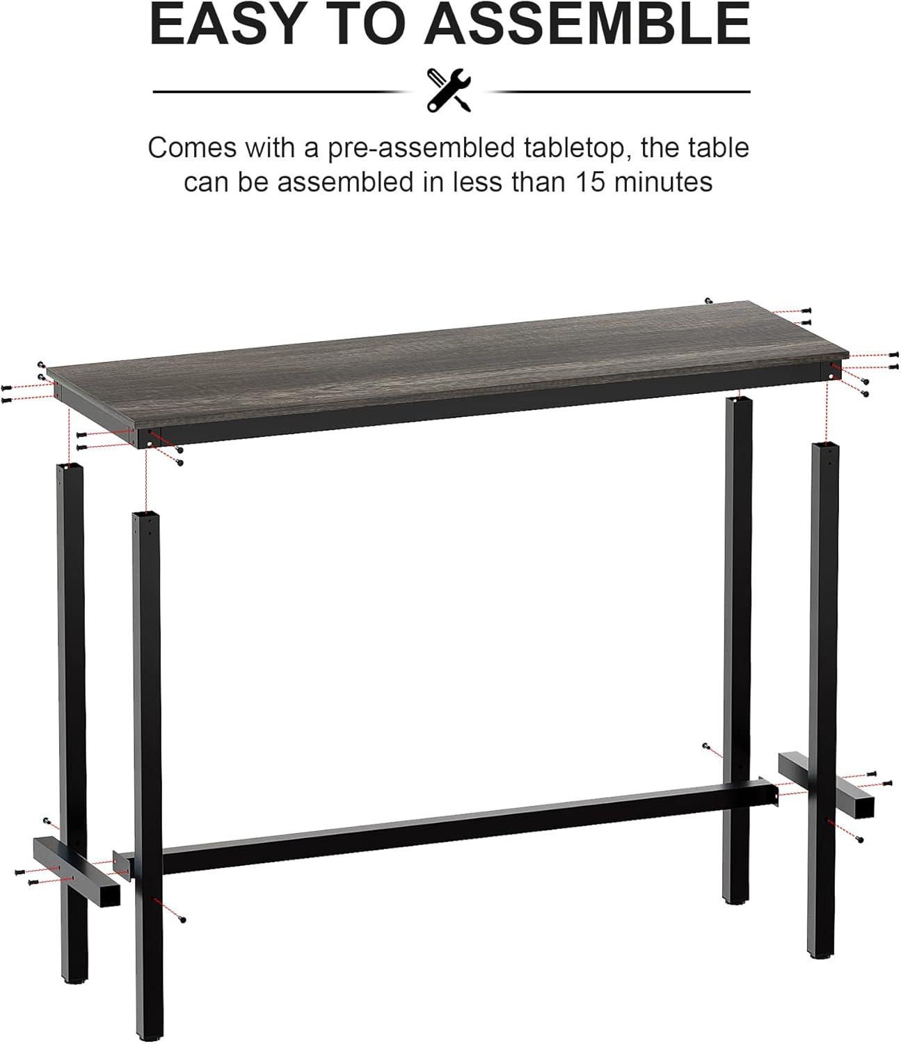 Black Oak Rectangular Bar Height Table with Metal Frame