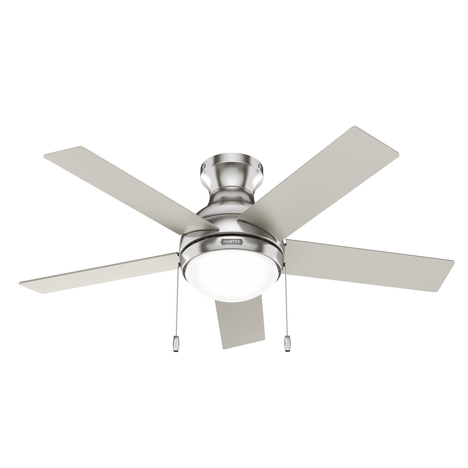 44" Aren 5 - Blade Flush Mount Ceiling Fan with Pull Chain and Light Kit Included