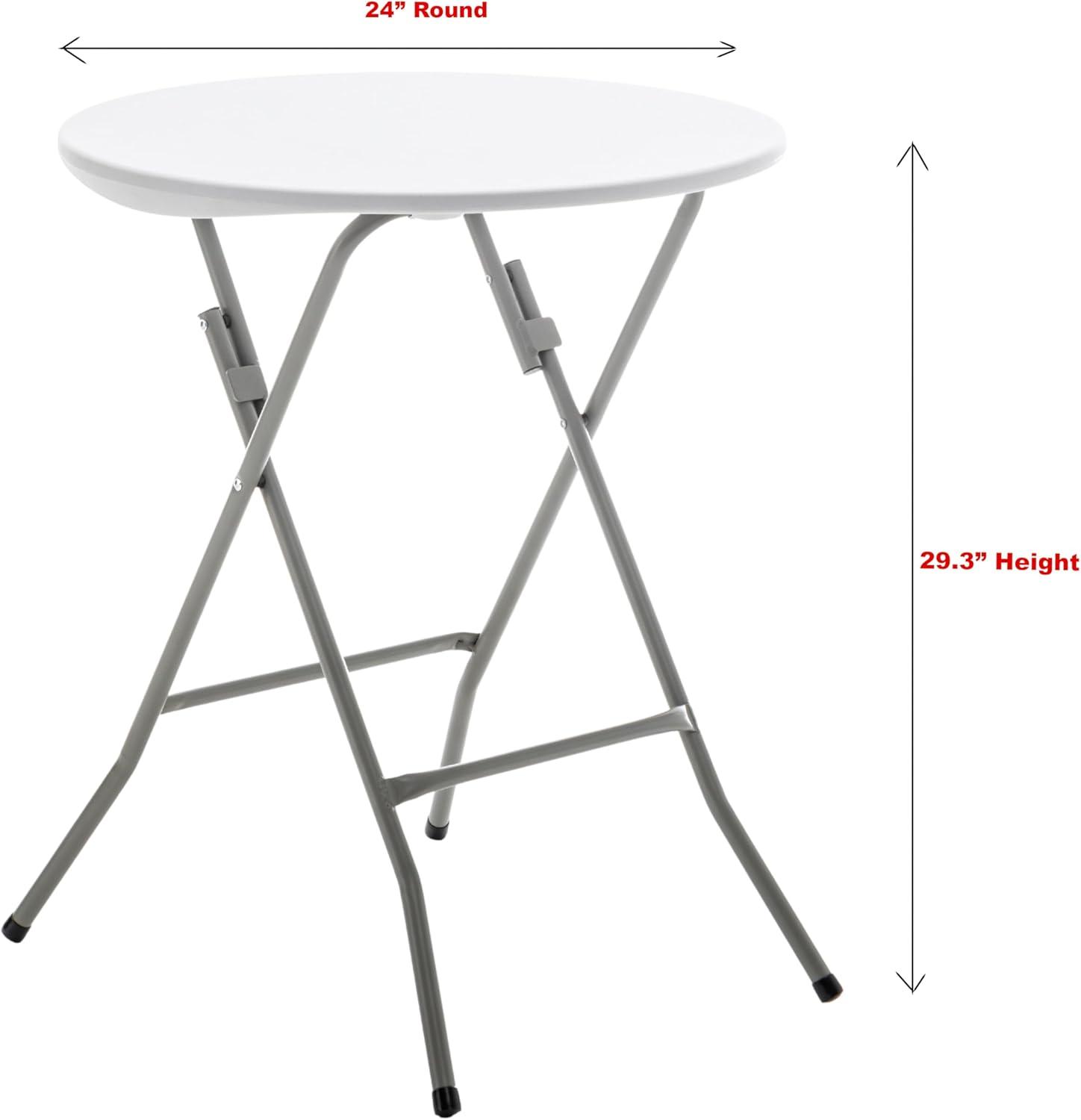 BTEXPERT Set of 5, White 24" Round Plastic Folding Table Commercial Portable for Picnic Party Camping Banquet Card Dining Wedding Event Home Kitchen Indoor Outdoor, 30" Height