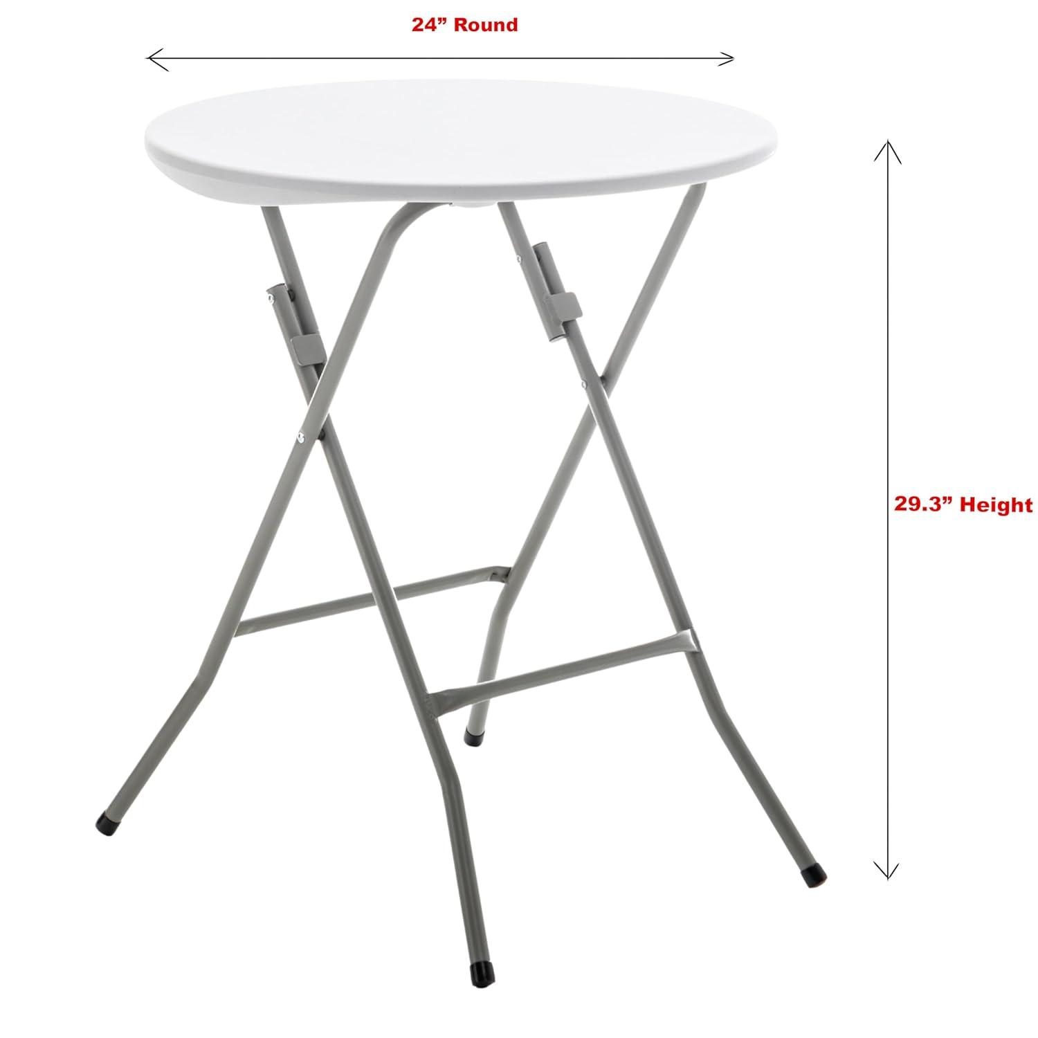 BTEXPERT Set of 5, White 24" Round Plastic Folding Table Commercial Portable for Picnic Party Camping Banquet Card Dining Wedding Event Home Kitchen Indoor Outdoor, 30" Height
