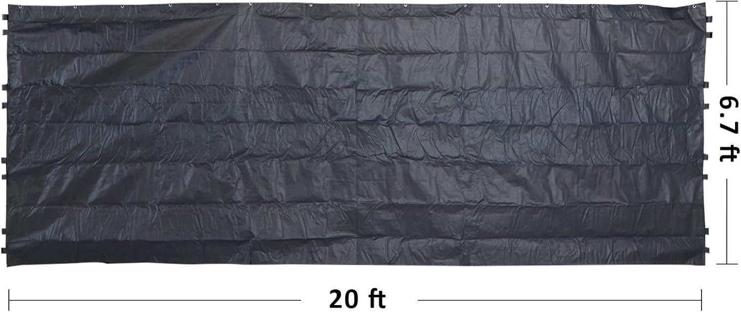 Dark Gray UV Protection Carport Sidewall Tarp for 12x20 Frame