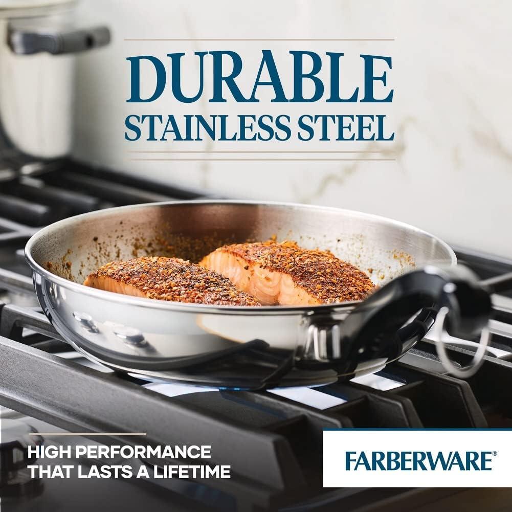 Farberware Classic Series 15pc Stainless Steel and Ceramic Cookware Pots and Pans Set Silver