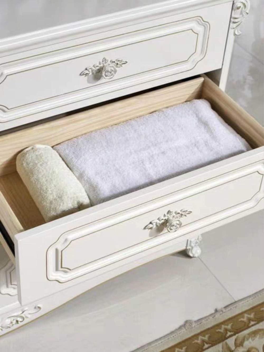 Antique Euro Rose Cabinet Knobs with Backplate, Vintage Kitchen Zinc Alloy Flower Drawer Pull Handles for Dresser Vanity Nightstand Cupboard Wardrobe, 4 Pack (Golden Edge)