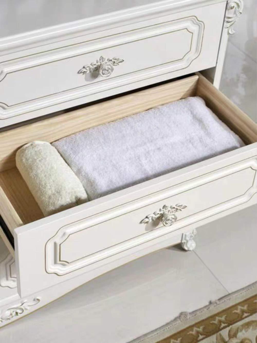 Antique Euro Rose Cabinet Knobs with Backplate, Vintage Kitchen Zinc Alloy Flower Drawer Pull Handles for Dresser Vanity Nightstand Cupboard Wardrobe, 4 Pack (Golden Edge)