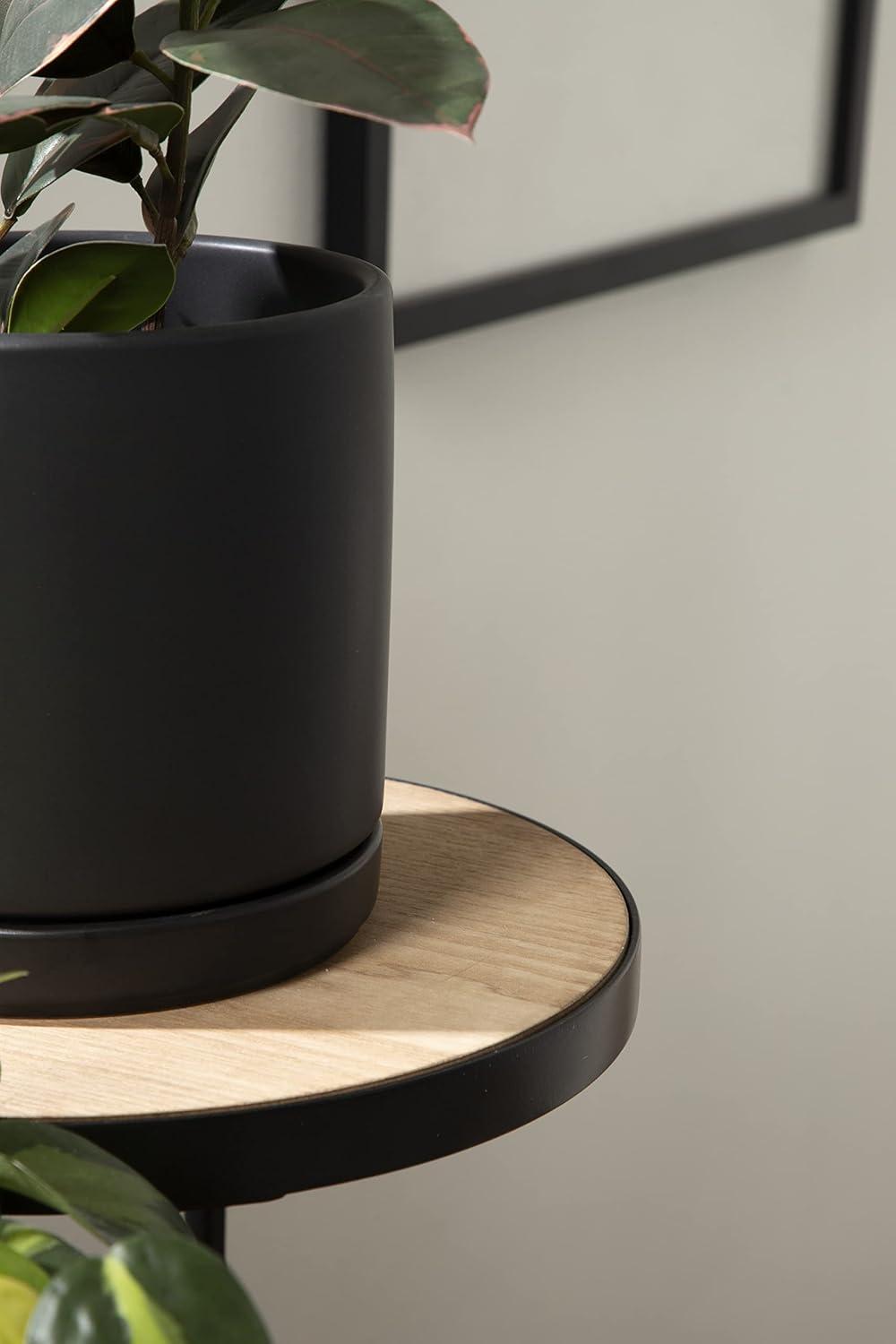 Kate and Laurel Fields Round Metal Plant Stand, 17x22x30, Black