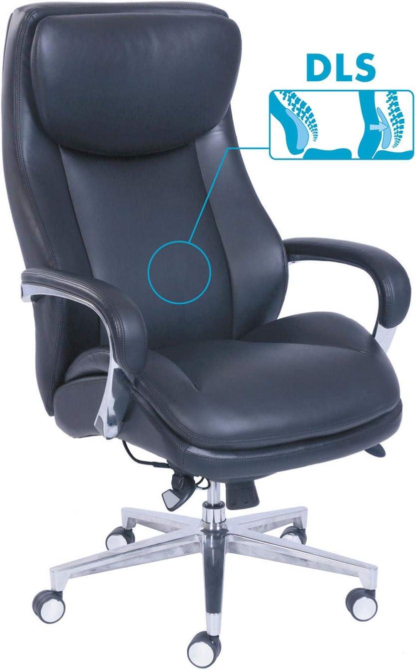 La-Z-Boy Commercial 2000 Big/Tall Executive Chair, Lumbar, Supports 400 lb, 20.25" to 23.25" Seat Height, Black Seat/Back, Silver Base