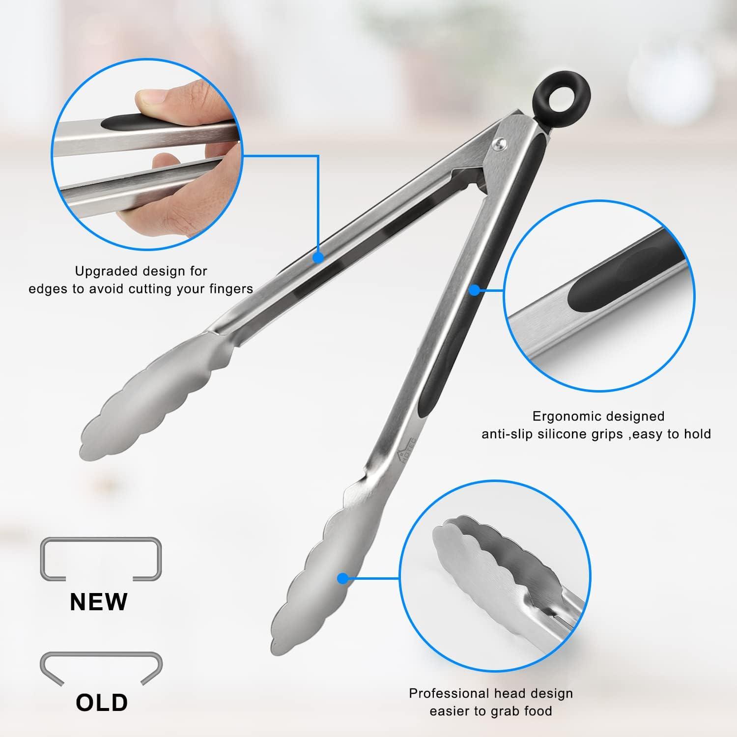 2-Pack Stainless Steel BBQ and Salad Serving Tongs