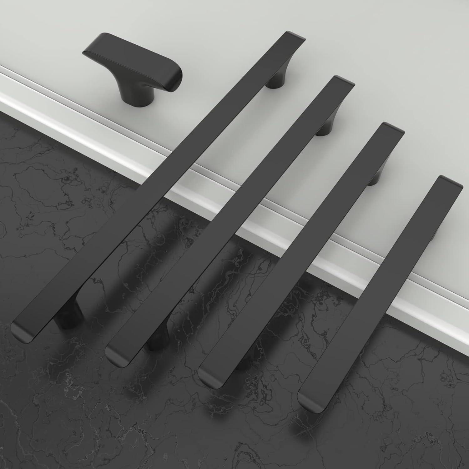 Matte Black Zinc Modern Cabinet Bar Pulls with Mounting Hardware