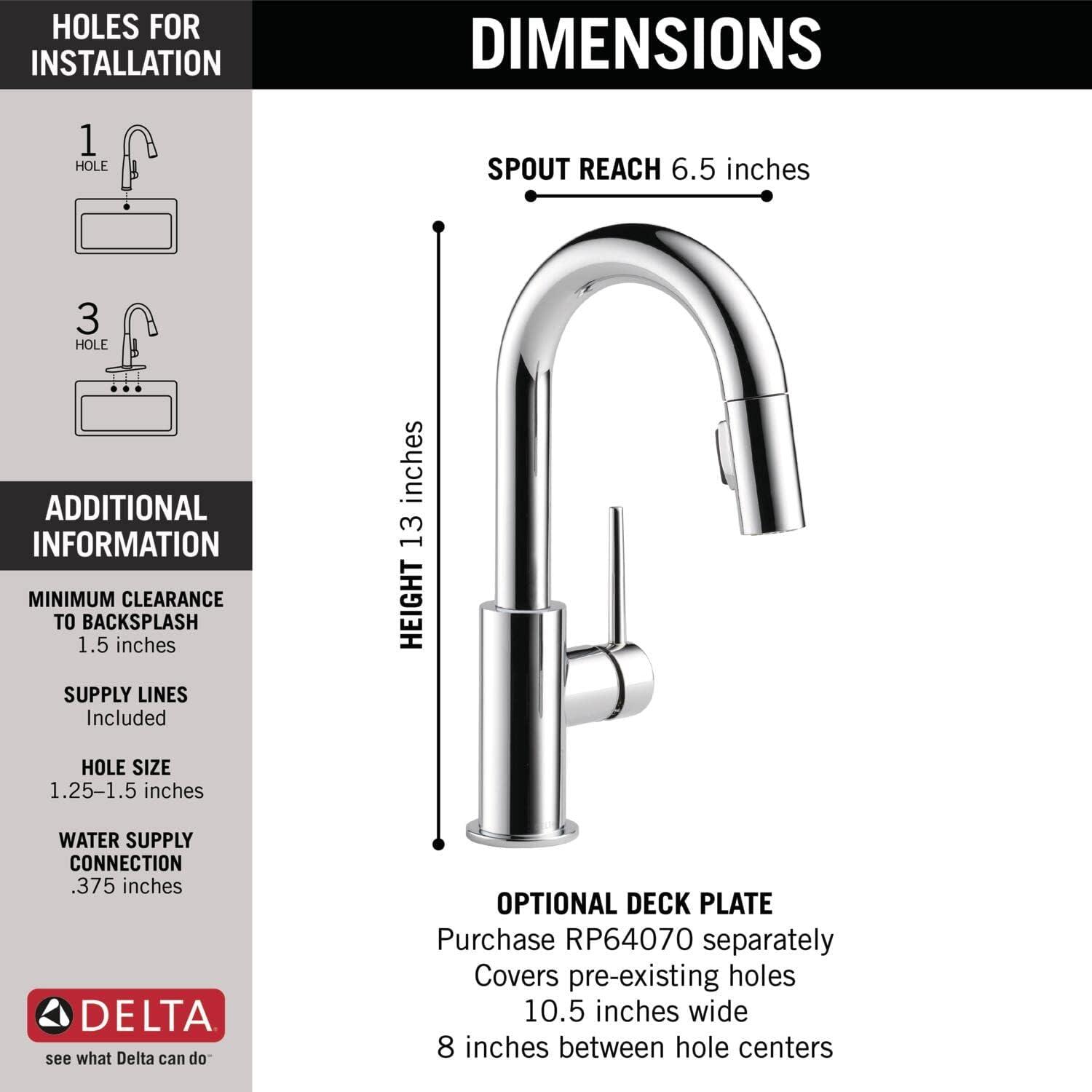 Trinsic Pull Down Sprayer Bar Faucet, Single Handle Prep Sink Faucet