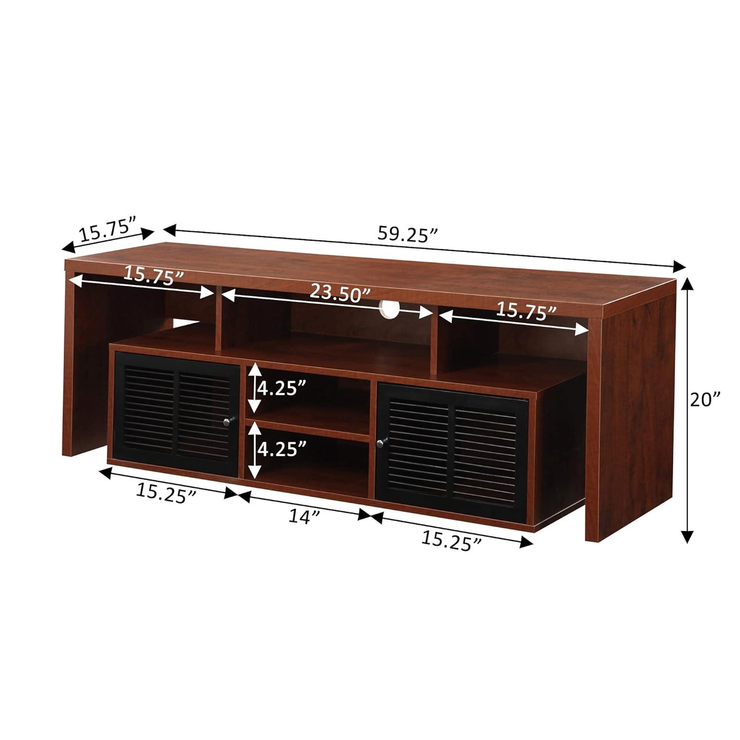 Convenience Concepts Lexington 65 inch TV Stand with Storage Cabinets and Shelves, Cherry