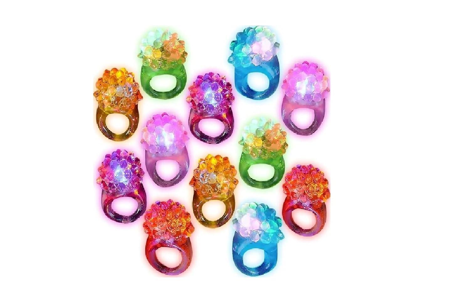 Assorted Multicolor Jelly LED Flashing Party Rings, 96 Count
