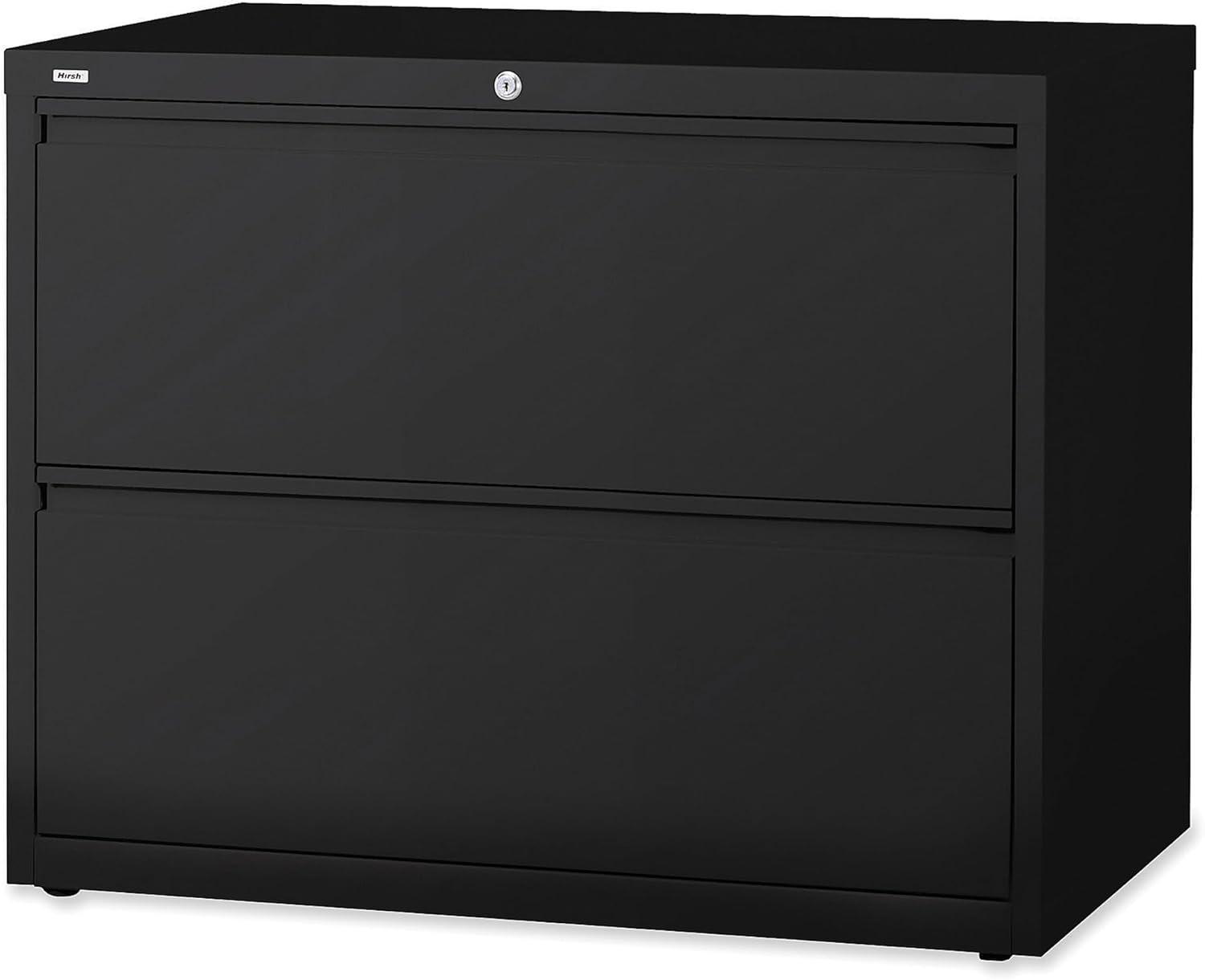 Black Steel 2-Drawer Lockable Lateral File Cabinet