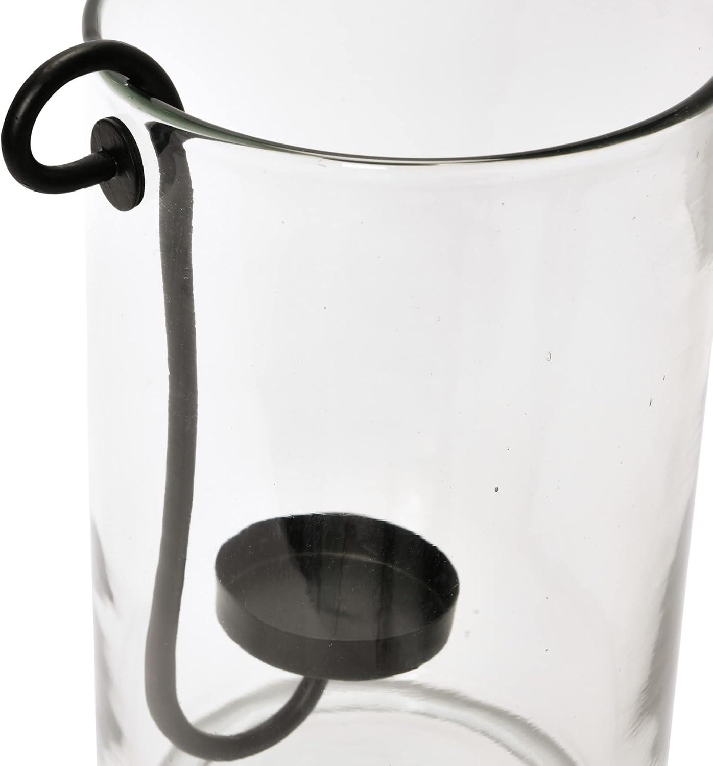 Farmhouse Glass Hurricane with Black Metal Holder