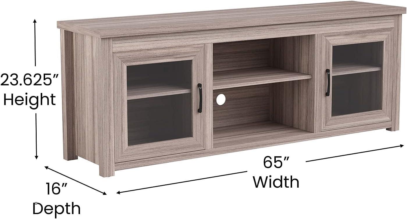 Flash Furniture Hatteras Classic TV Stand for up to 80" TVs with Glass Fronted Doors