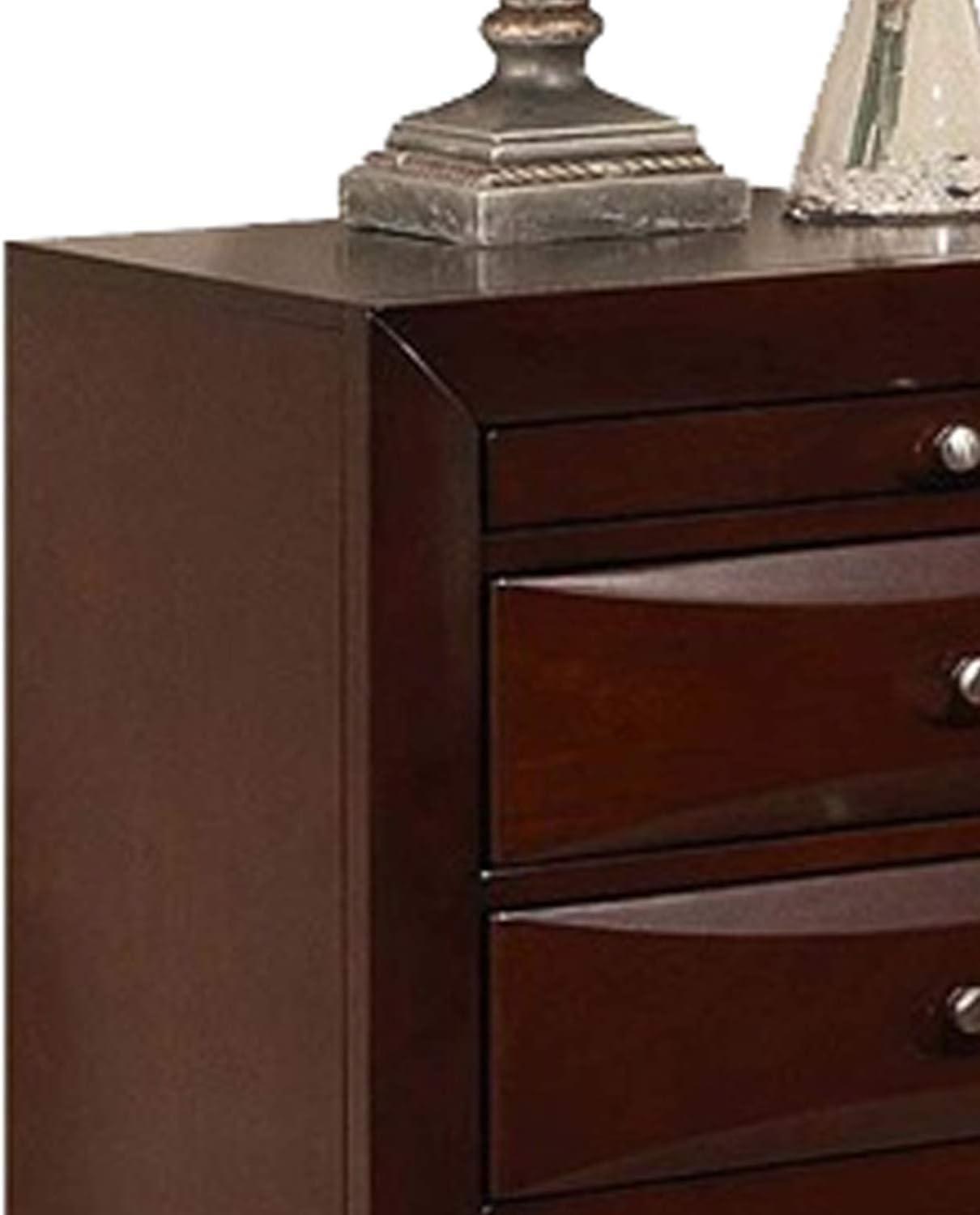 Contemporary Style Wooden Nightstand with Three Drawers & Metal Knobs, Brown - 25.39 x 16.81 x 25.63 in.