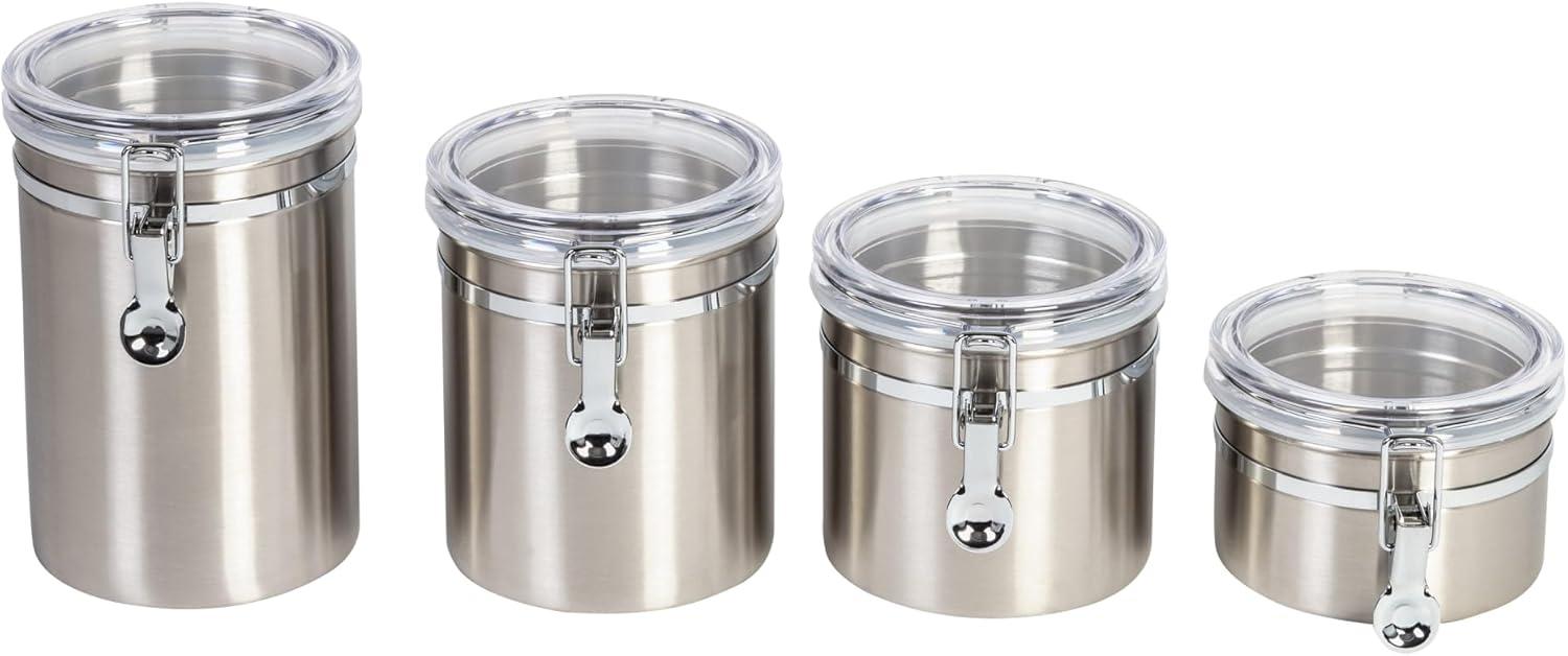 Stainless Steel and Clear Acrylic Food Jar Set with Clip Closure