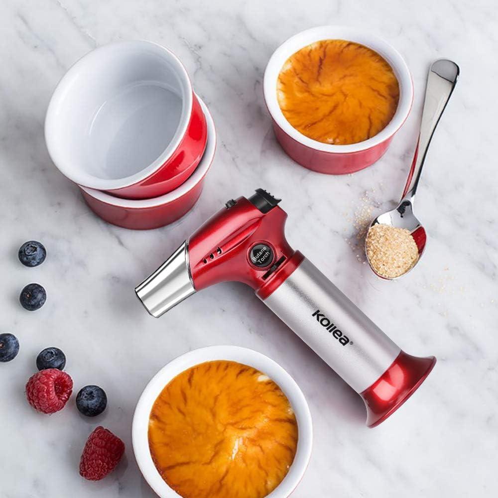 Butane Torch, Kollea Kitchen Blow Torch Refillable Cooking Torch Lighter, Mini Creme Brulee Torch with Safety Lock & Adjustable Flame for Desserts, BBQ, Soldering (Butane Gas Not Included)