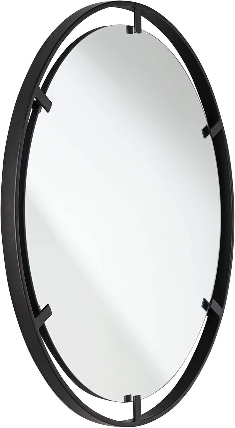 Uttermost Starbird Round Vanity Decorative Wall Mirror Modern Black Metal Openwork Framed 30" Wide for Bathroom Bedroom Living Room Home Office House