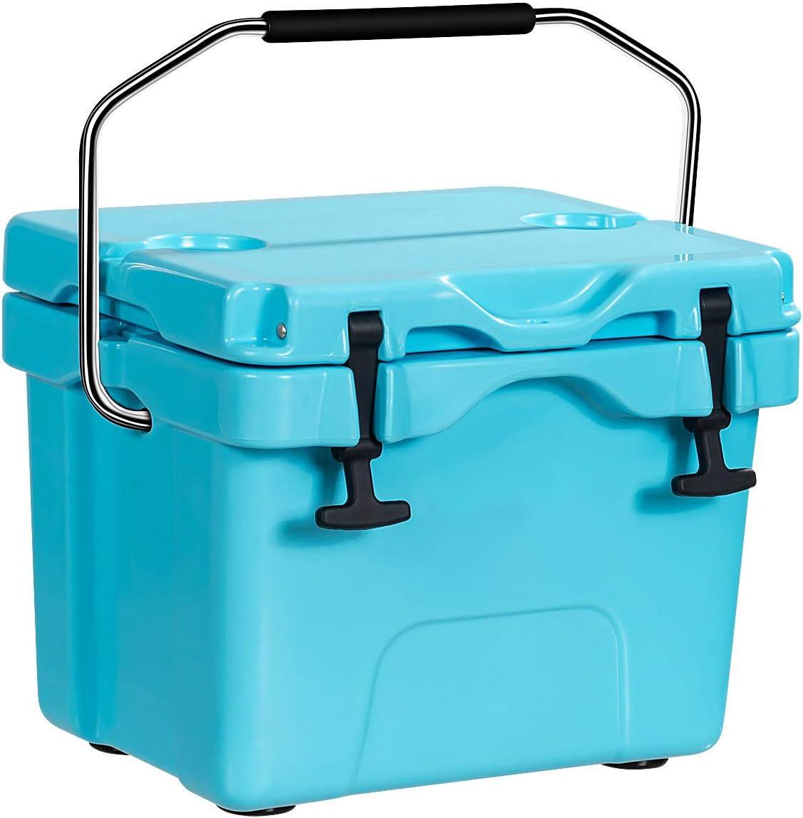 Costway 16 Quart Cooler Portable Ice Chest Leak-proof 24 Cans Ice Boxfor Camping