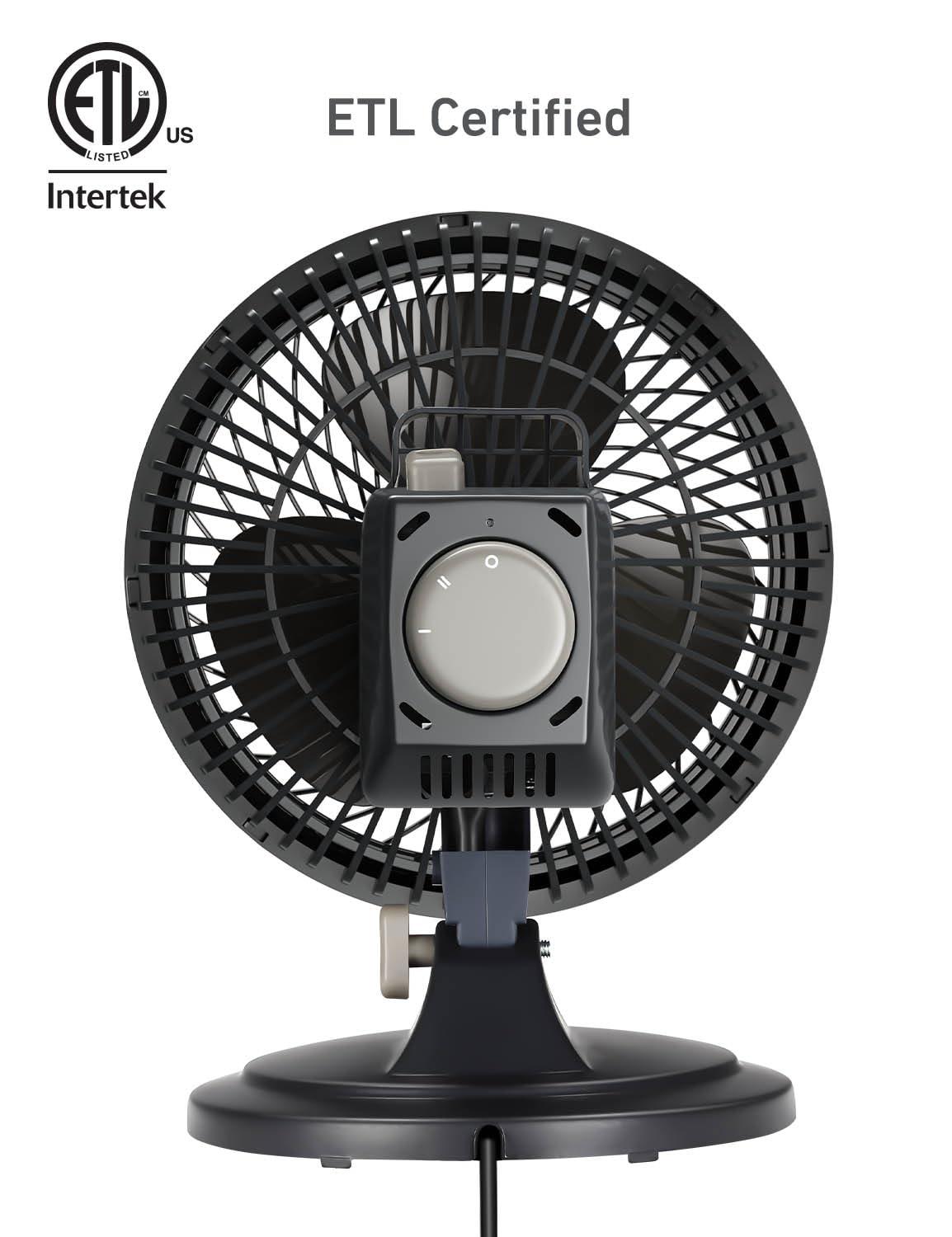 HOLMES BLIZZARD 7" Table Fan, 2 Speeds, 3 Blades, 85° Oscillation, 20° Adjustable Head, Home, Bedroom and Office, Charcoal Matte