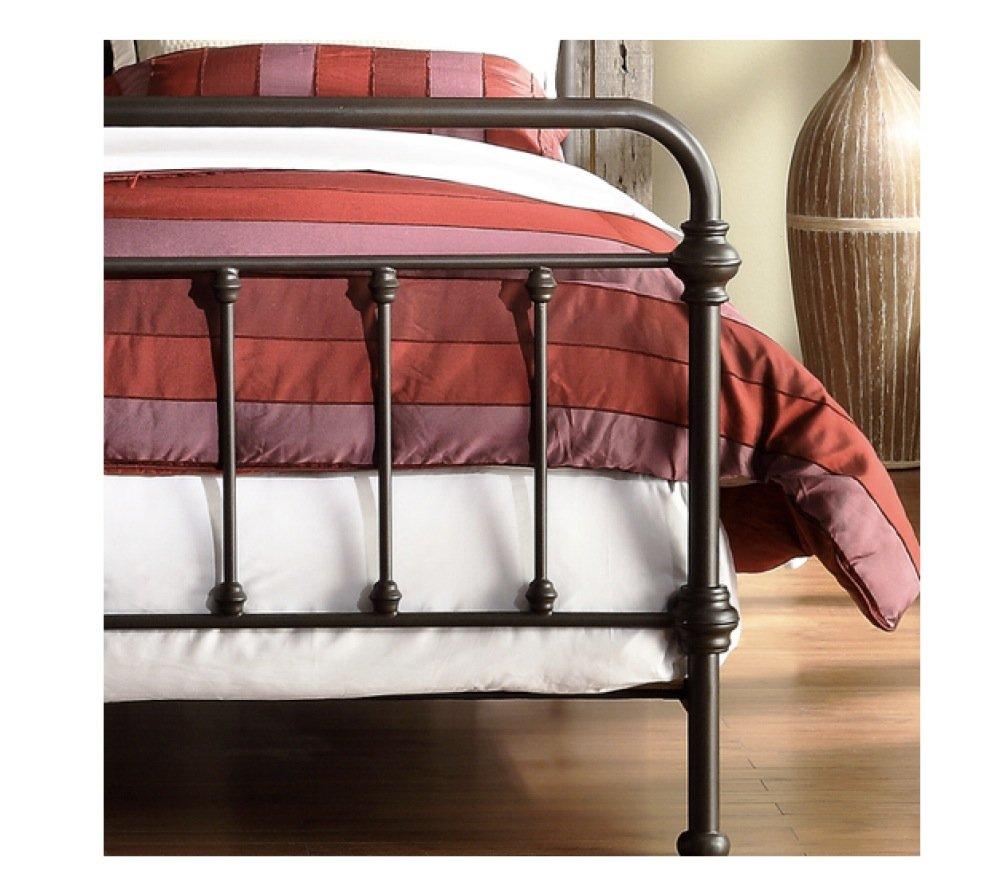 Wrought Iron Bed Frame Dark Bronze Metal Queen Size USA Vintage Look Shabby Chic French Country (Queen)